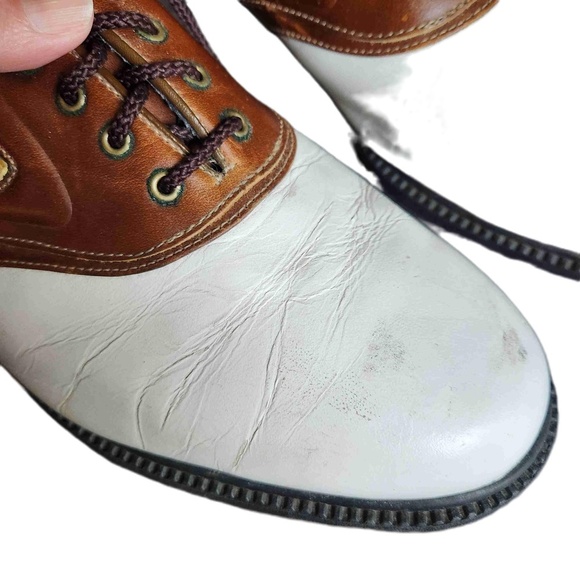 Footjoy Mens Golf Shoes White Brown Lace Up Size 10 - Picture 4 of 6